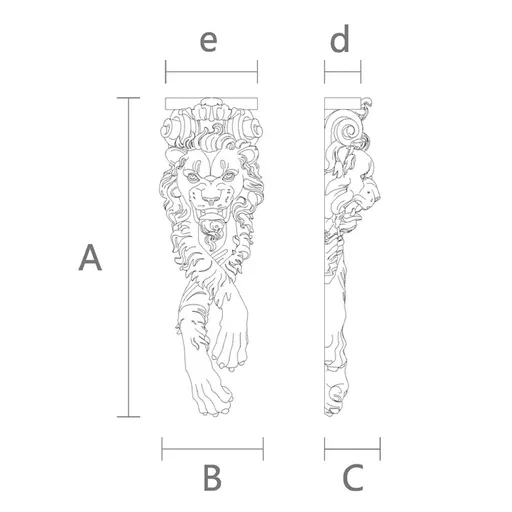 Lion corbel for fireplace oak